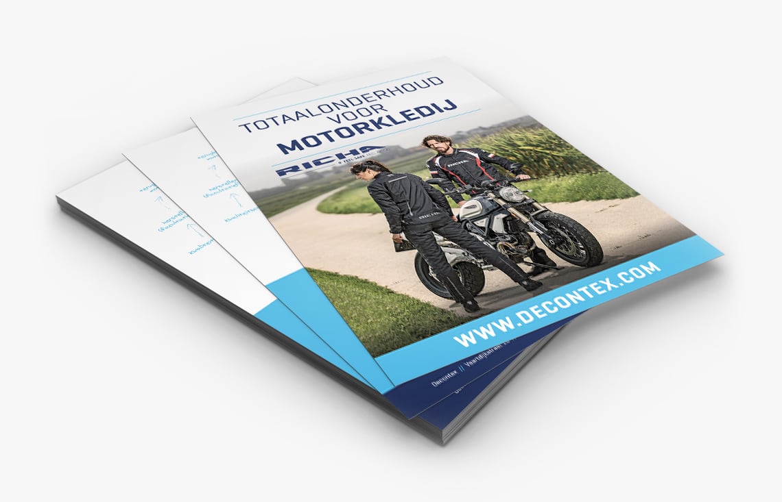 Ontwerp flyers - Totaalonderhoud voor Motorkledij - Decontex & Richa